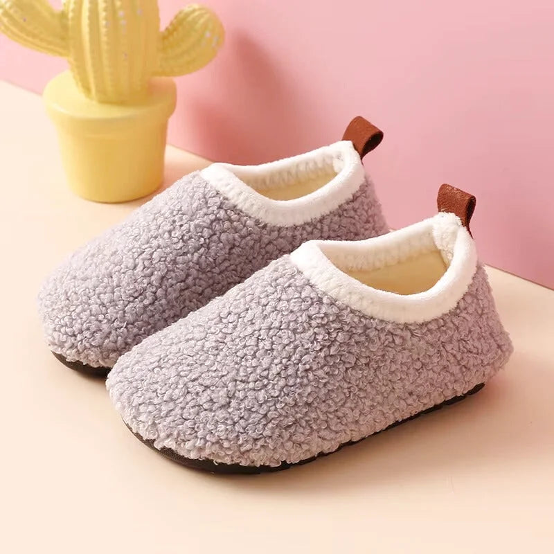 Chaussons Enfants fermés unisexe en peluche et coton - semelle souple - Douny