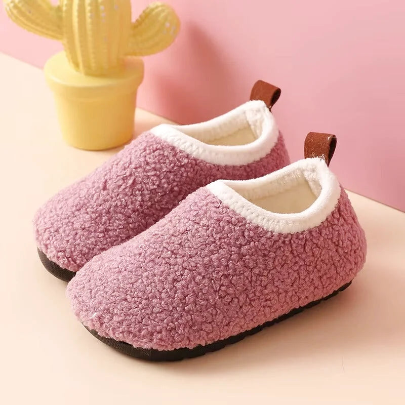 Chaussons Enfants fermés unisexe en peluche et coton - semelle souple - Douny