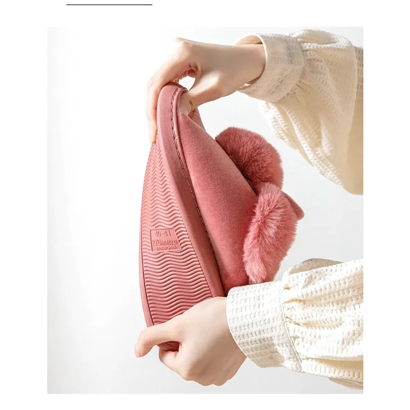 Chaussons Femmes Hiver - Peluche douce -intérieur en coton - Poméa