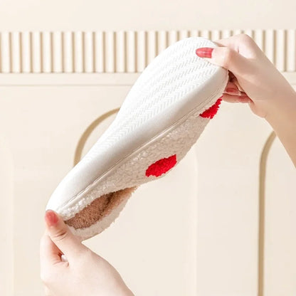 Chaussons Femmes Pelouche douce - Motif coeurs - semelle souple- Rosélia