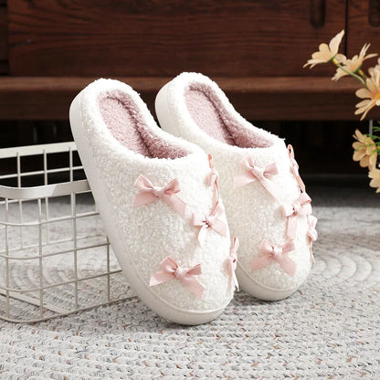 Chaussons Hiver Femme Doux à Nœuds – Intérieur Confort et Semelle Antidérapante -  Lolita