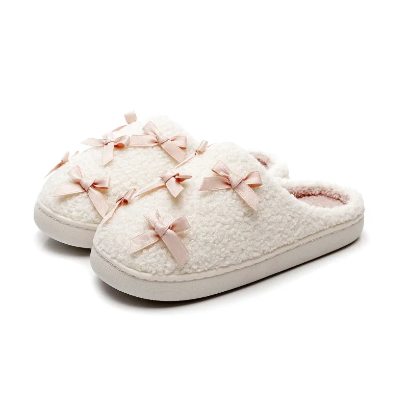 Chaussons Hiver Femme Doux à Nœuds – Intérieur Confort et Semelle Antidérapante -  Lolita