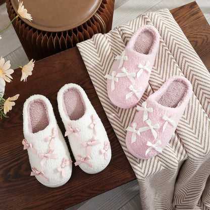 Chaussons Hiver Femme Doux à Nœuds – Intérieur Confort et Semelle Antidérapante -  Lolita
