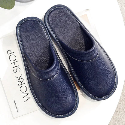 Chaussons Homme intérieur simili cuir - Design sobre -4 Saisons - semelle souple - Rubéa