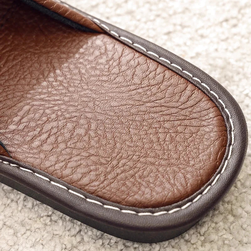 Chaussons Homme intérieur simili cuir - Design sobre -4 Saisons - semelle souple - Rubéa