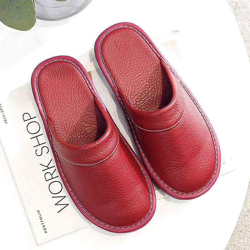 Chaussons Homme intérieur simili cuir - Design sobre -4 Saisons - semelle souple - Rubéa