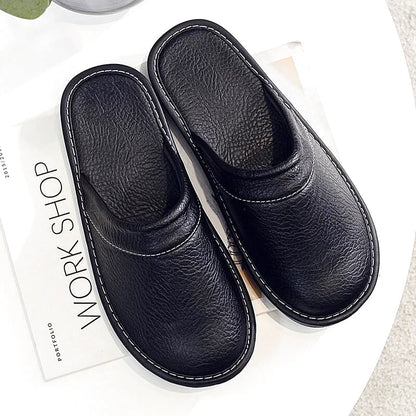 Chaussons Homme intérieur simili cuir - Design sobre -4 Saisons - semelle souple - Rubéa