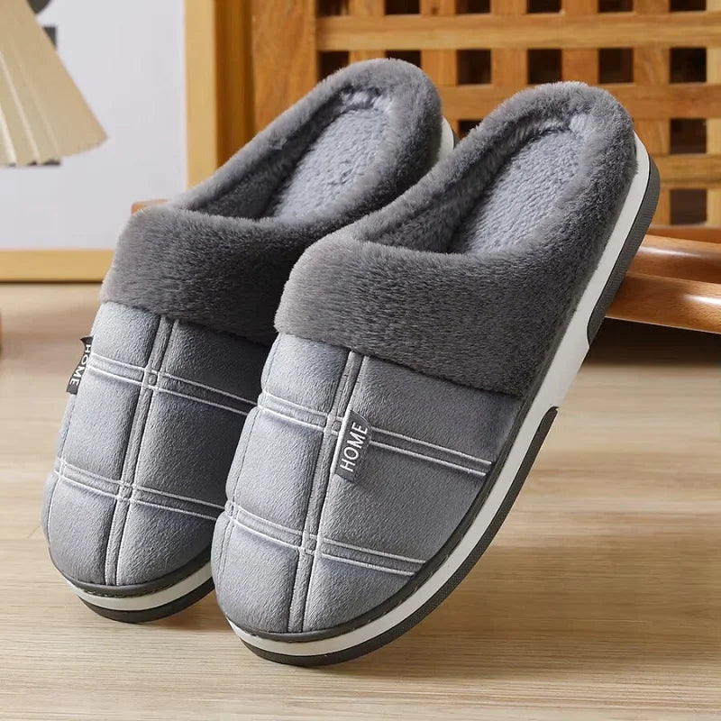 Chaussons Hommes intérieur à carreaux - Chaud et antidérapants en coton - Hivernis