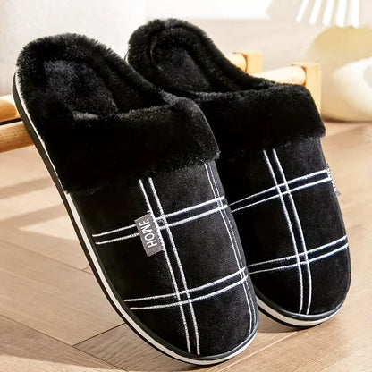 Chaussons Hommes intérieur à carreaux - Chaud et antidérapants en coton - Hivernis