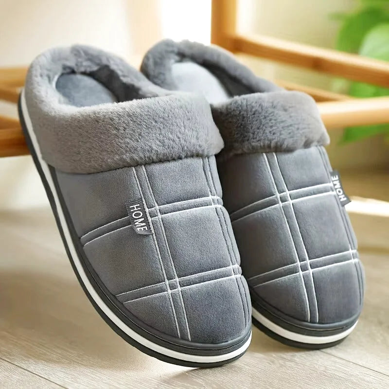 Chaussons Hommes intérieur à carreaux - Chaud et antidérapants en coton - Hivernis