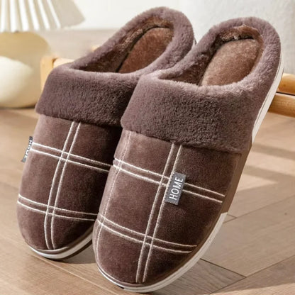 Chaussons Hommes intérieur à carreaux - Chaud et antidérapants en coton - Hivernis