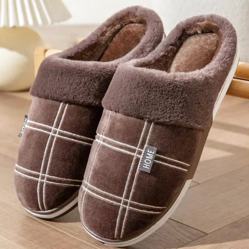 Chaussons Hommes intérieur à carreaux - Chaud et antidérapants en coton - Hivernis