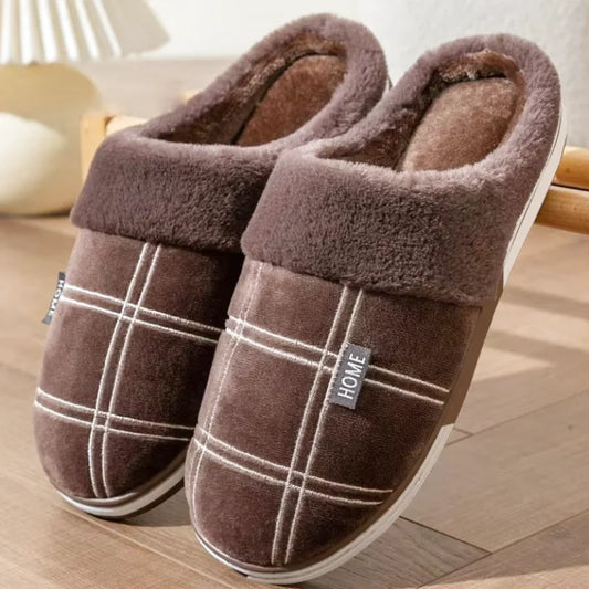 Chaussons Hommes intérieur à carreaux - Chaud et antidérapants en coton - Hivernis