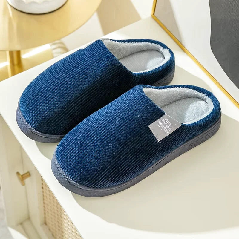 Chaussons intérieur Unisexes - 4 Saisons- Velours côtelé - Semelle épaisse - Dolvéra