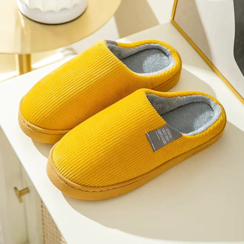 Chaussons intérieur Unisexes - 4 Saisons- Velours côtelé - Semelle épaisse - Dolvéra