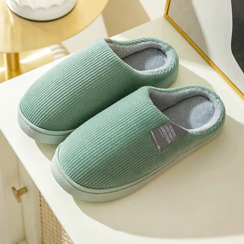 Chaussons intérieur Unisexes - 4 Saisons- Velours côtelé - Semelle épaisse - Dolvéra