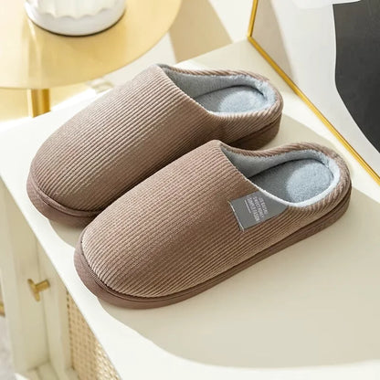 Chaussons intérieur Unisexes - 4 Saisons- Velours côtelé - Semelle épaisse - Dolvéra