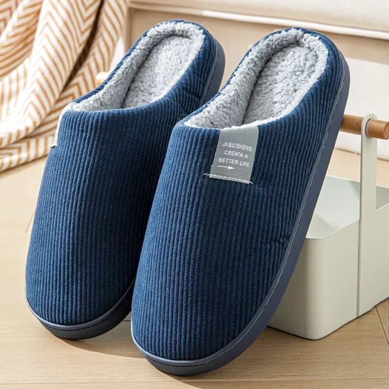 Chaussons intérieur Unisexes - 4 Saisons- Velours côtelé - Semelle épaisse - Dolvéra