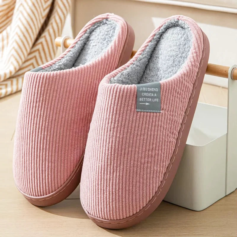 Chaussons intérieur Unisexes - 4 Saisons- Velours côtelé - Semelle épaisse - Dolvéra