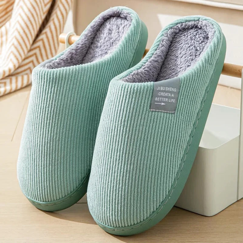 Chaussons intérieur Unisexes - 4 Saisons- Velours côtelé - Semelle épaisse - Dolvéra