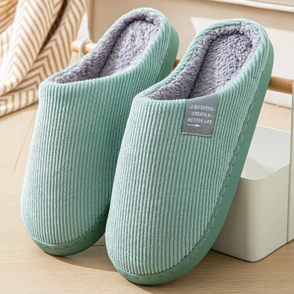 Chaussons intérieur Unisexes - 4 Saisons- Velours côtelé - Semelle épaisse - Dolvéra