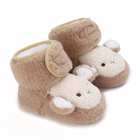Chaussons bébé unisexe Hiver- Peluche douce - Fermeture scratch - Nubéo