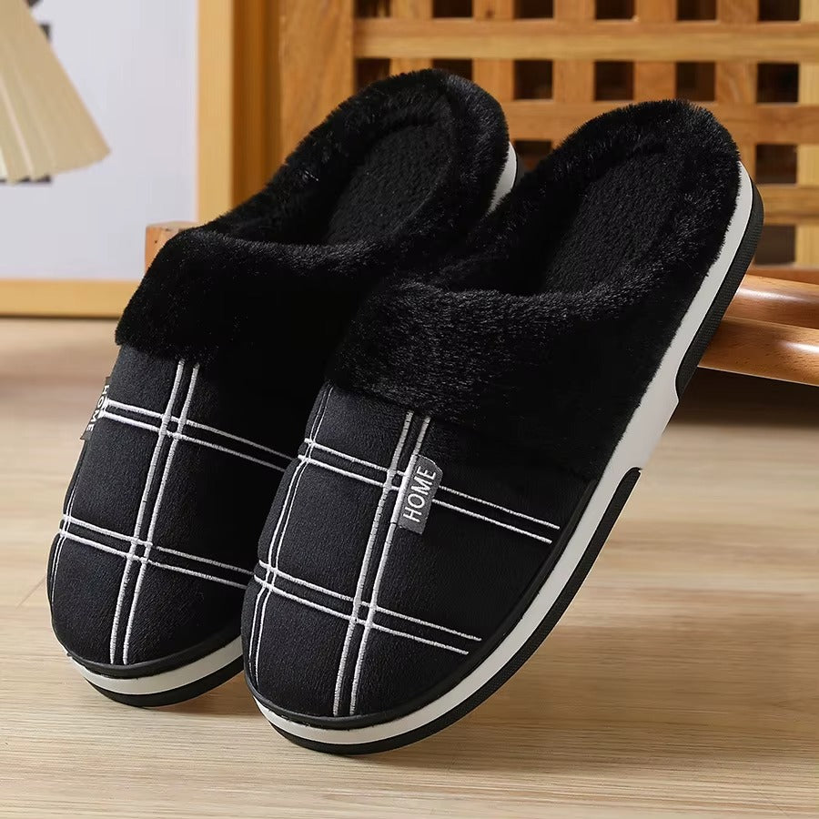 Chaussons Hommes intérieur à carreaux - Chaud et antidérapants en coton - Hivernis