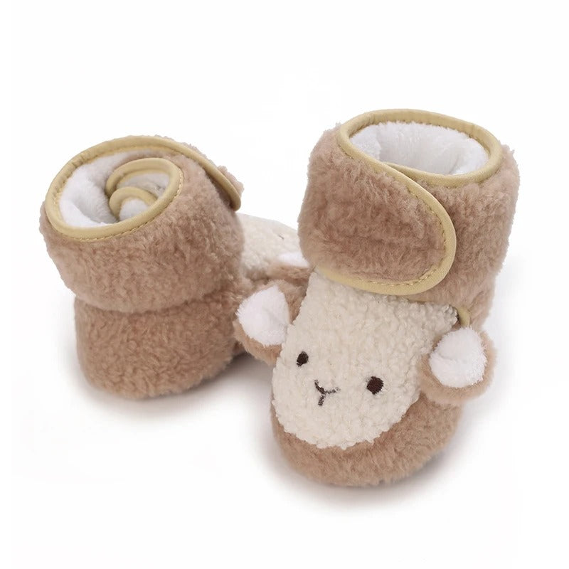 Chaussons bébé unisexe Hiver- Peluche douce - Fermeture scratch - Nubéo