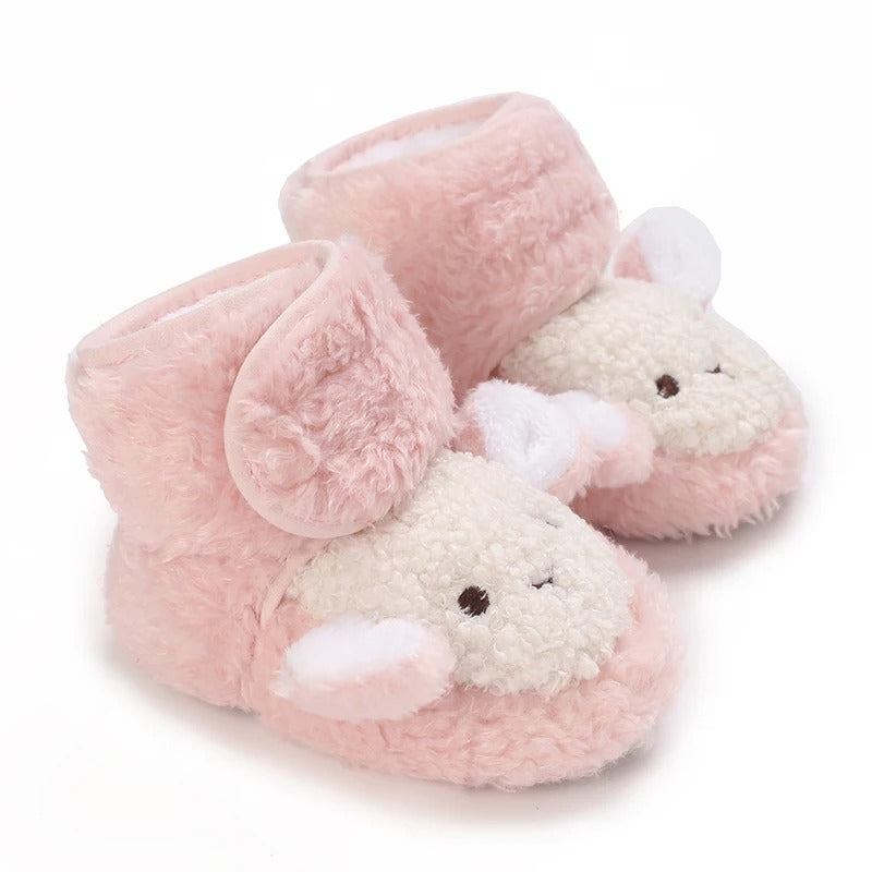 Chaussons bébé unisexe Hiver- Peluche douce - Fermeture scratch - Nubéo