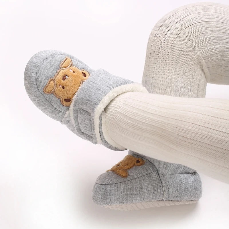 Chaussons Bébé unisexe - Semelle souple - Doublure coton chaud - Caly