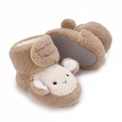 Chaussons bébé unisexe Hiver- Peluche douce - Fermeture scratch - Nubéo