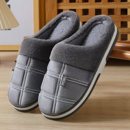 Chaussons Hommes intérieur à carreaux - Chaud et antidérapants en coton - Hivernis