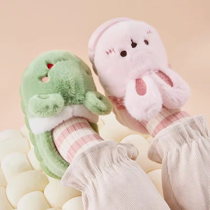 Chaussons en coton chaud - semelle antidérapante - Matière coton- Doumino