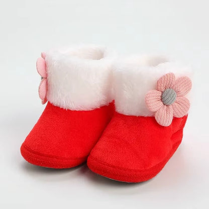 Chaussons bébé filles confort - Chaud pour Hiver Motif fleurs - Floria