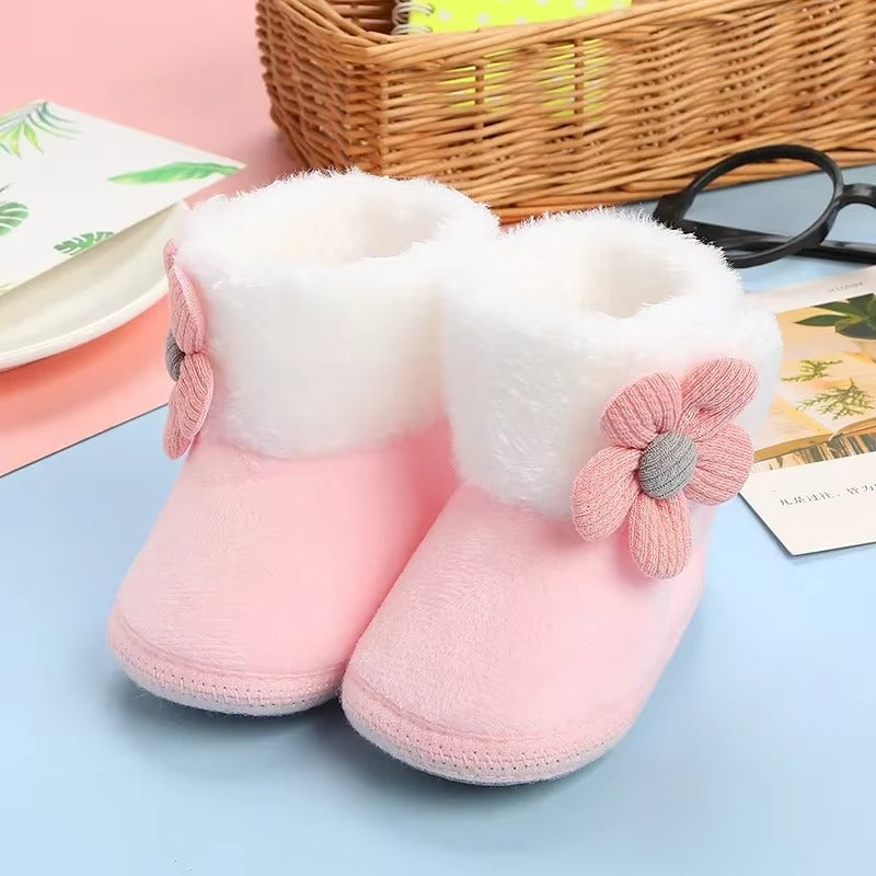 Chaussons bébé filles confort - Chaud pour Hiver Motif fleurs - Floria