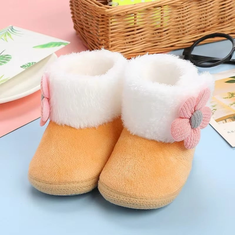 Chaussons bébé filles confort - Chaud pour Hiver Motif fleurs - Floria