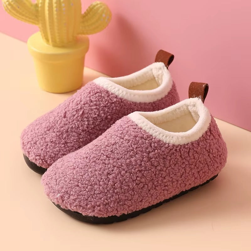 Chaussons Enfants fermés unisexe en peluche et coton - semelle souple - Douny