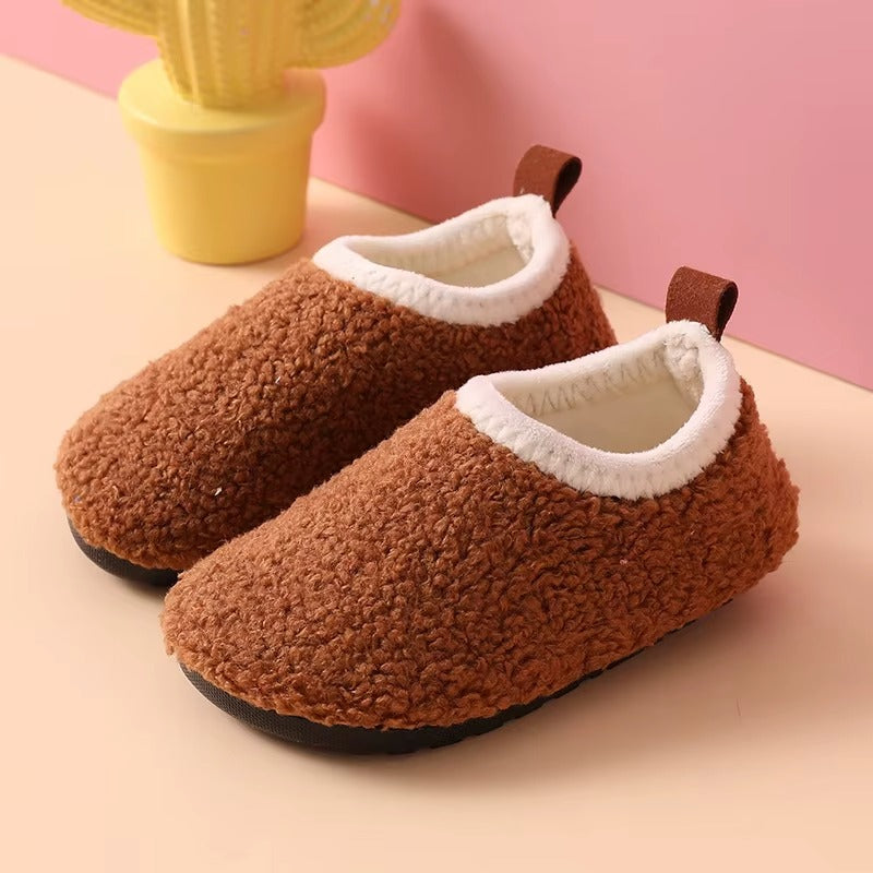 Chaussons Enfants fermés unisexe en peluche et coton - semelle souple - Douny