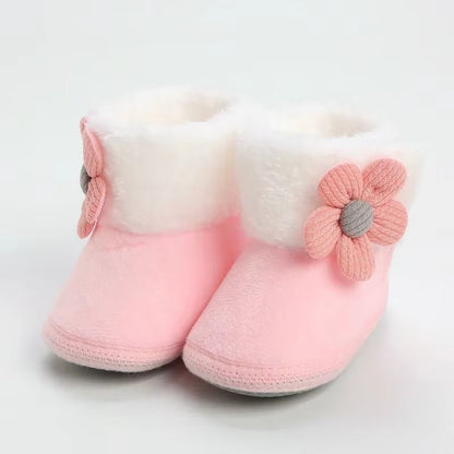 Chaussons bébé filles confort - Chaud pour Hiver Motif fleurs - Floria