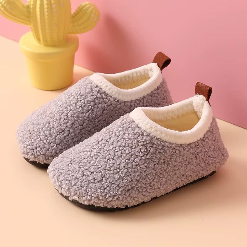 Chaussons Enfants fermés unisexe en peluche et coton - semelle souple - Douny